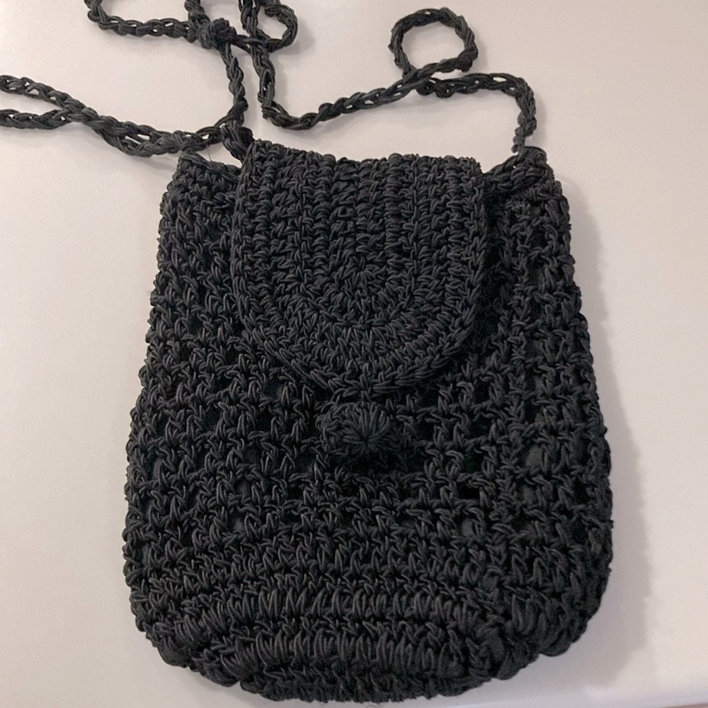 Black Crochet Shoulder Bag